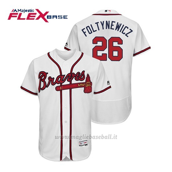 Maglia Baseball Uomo Atlanta Braves Mike Foltynewicz Flex Base Autentico Collezione 1ª2019 Bianco